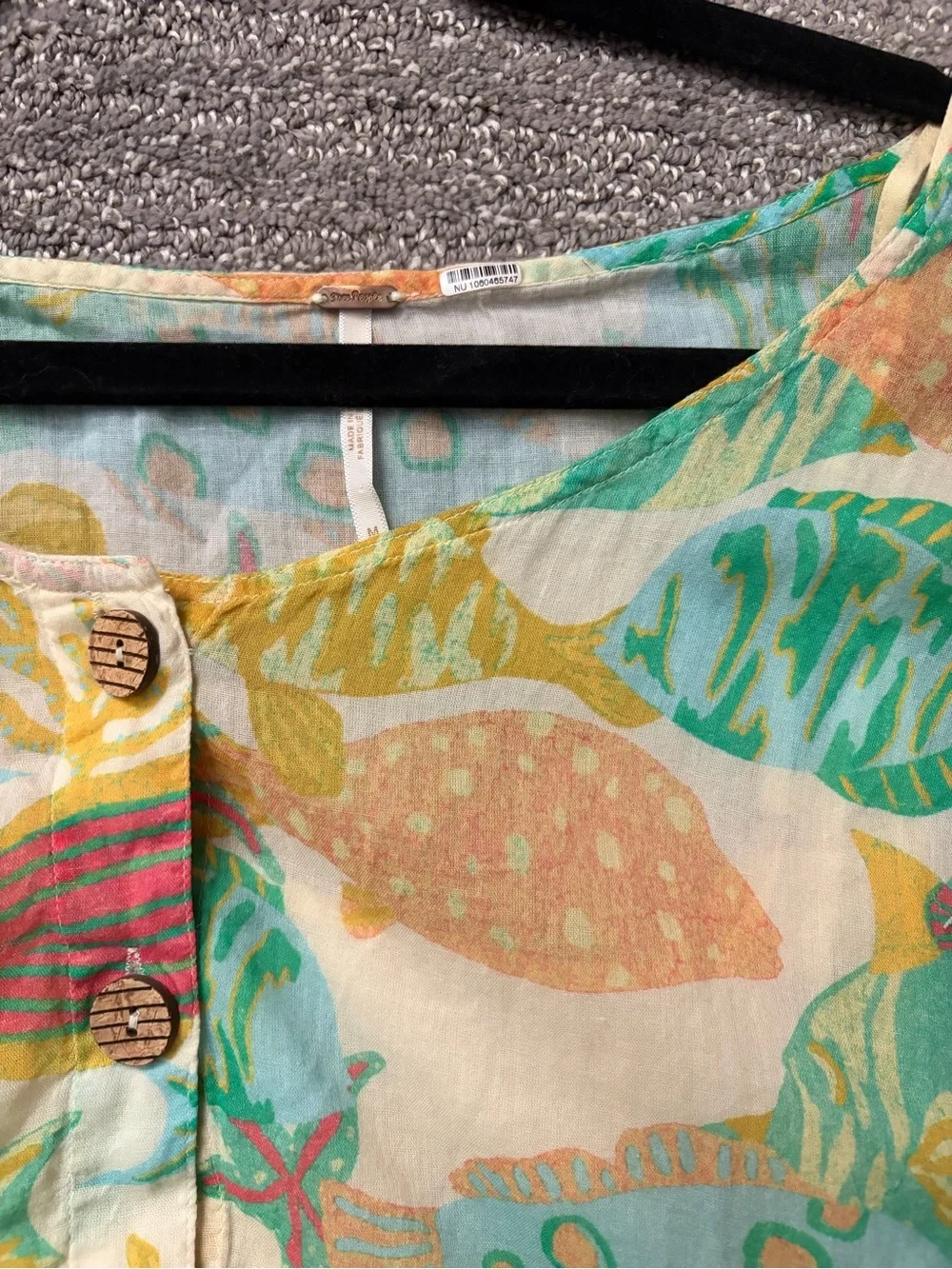 Free People Fish Print Button-front Dress